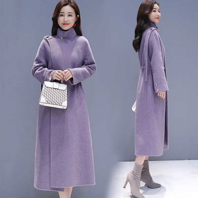 purple Зимнее женское Шерстяное Пальто, парки, модный дизайн, уплотненная, теплая, тонкая, шерстяная верхняя одежда, пальто 969 - Цвет: purple