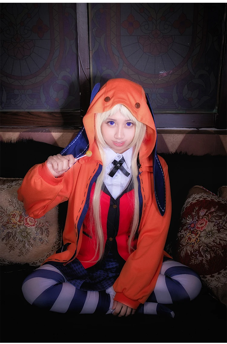 Горячая аниме Kakegurui компульсивный игрок Руна Yomozuki костюмы для косплея Пальто
