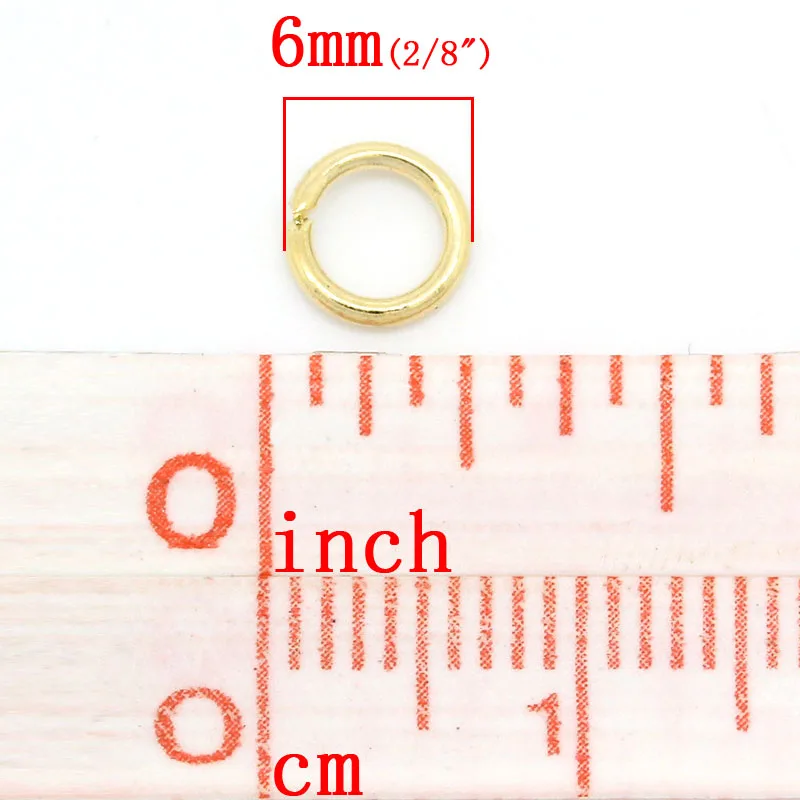 Alloy Opened Jump Rings Round Gold Color 6mm( 2/8&quot) Dia 300 PCs | Украшения и аксессуары