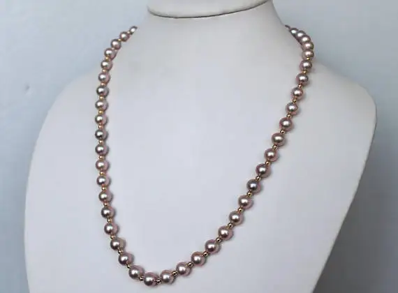 ?? ナチュラルパールジュエリー、モーブ淡水真珠のネックレス、 AAA 8-9 ミリメートル高品質本物の真珠ジュエリー、 20 インチ