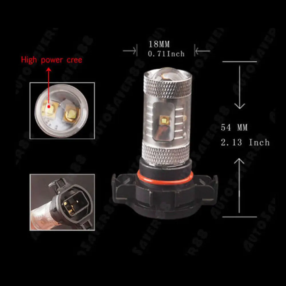 2X CREE чипы 30 Вт Светодиодный H16 5202 яркий белый машинных противотуманных фар задних