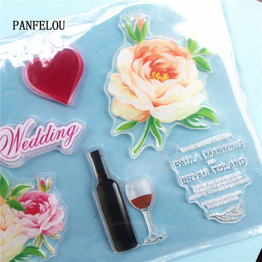 PANFELOU винные цветы красочный прозрачный штамп DIY силиконовые уплотнения