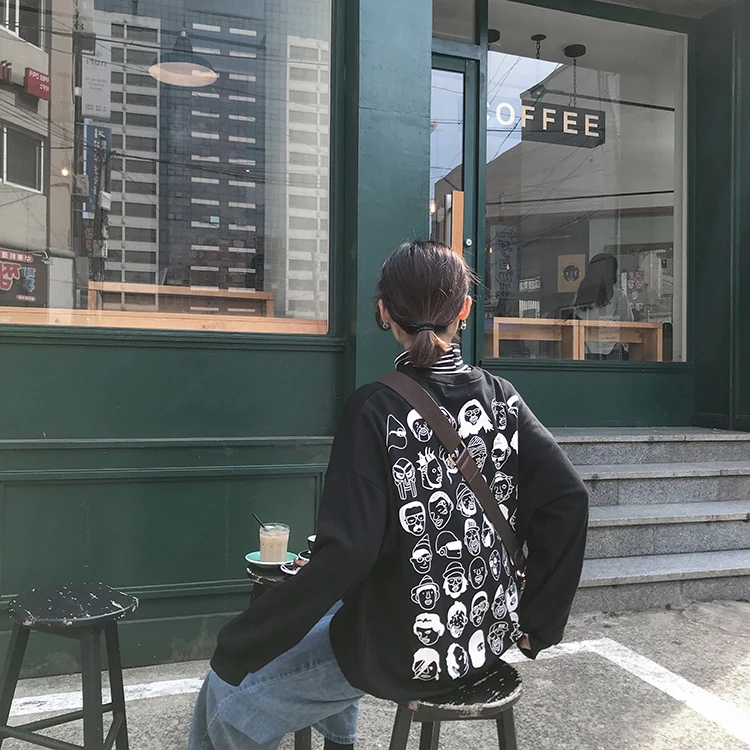 Худи BTS осень 2019 зима harajuku Толстовка Женская корейская мода личности ретро