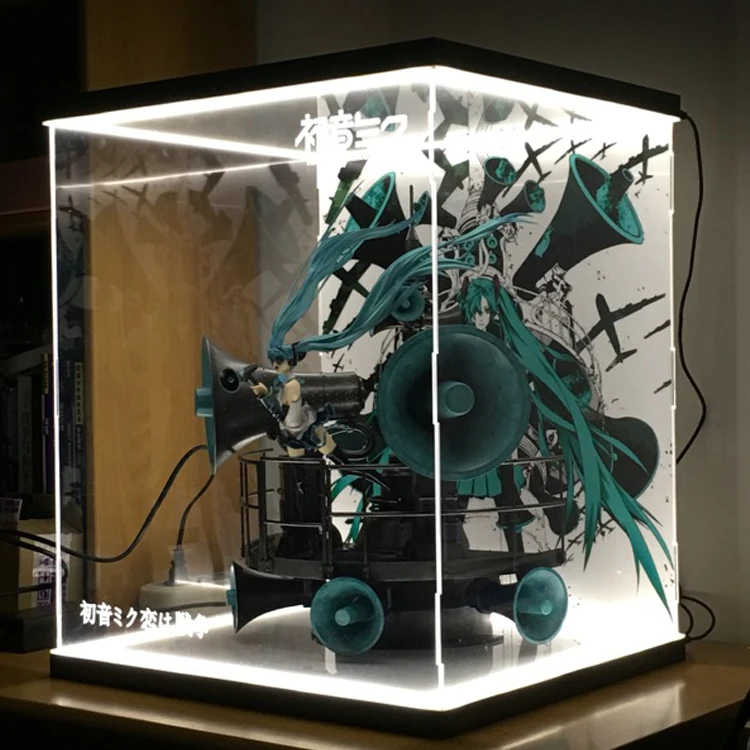 Акриловая сборка прозрачная Hatsune Miku Love is War ver. DX весы рисунок Дисплей Чехол Пылезащитная коробка с двойной светодиодный фонарь база