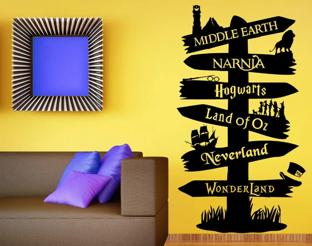 

Wall Decal Vinyl Sticker Storybook Signpost Fandom Narnia Typography Door Murals B606