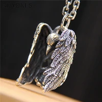 mayones fashion jewelry evil psychic crow s925 sterling silver men and women retro thai silver feather bird pendant