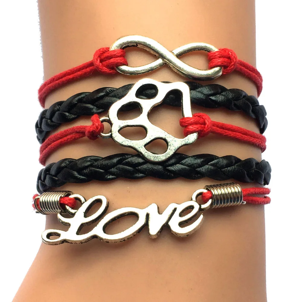 Дропшиппинг Бесконечность любовь Тигр амулет лапа Многослойный кожаный браслет