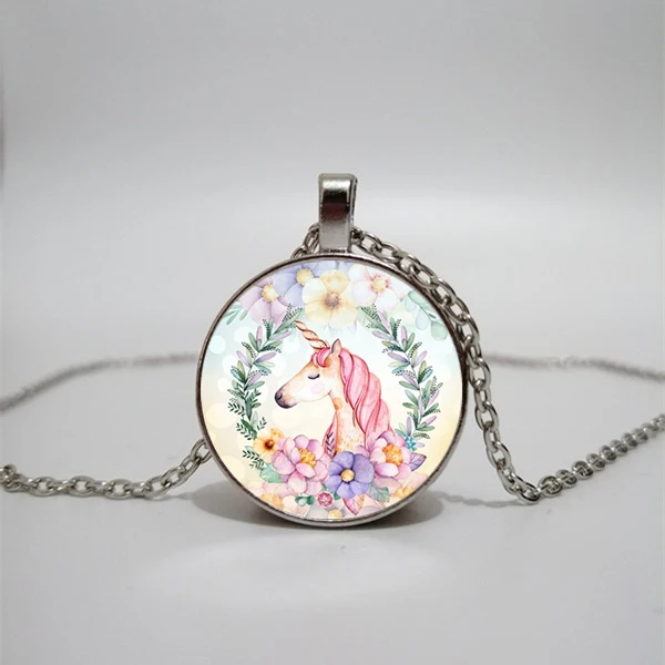 WUSQWSC Cute Unicorn Vintage Necklace Antique Bronze Ingot Glass Chain Lady Handmade Jewelry Gift Private Custom | Украшения и