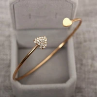 new brand charming peach heart bracelets bangles for women girl bangle gold silver color crystal bracelet statement jewelry