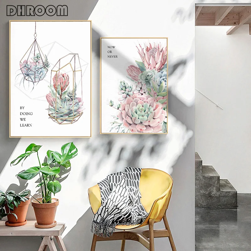 Watercolor Succulent Plants Print Nordic Poster Cactus Wall Art Posters and Prints Canvas Painting Quadro Pictures Home Decor
