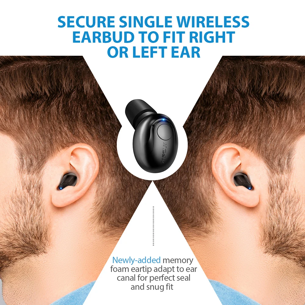 Невидимые Mpow EM1 Мини Bluetooth наушники беспроводные в ухо с микрофоном портативные