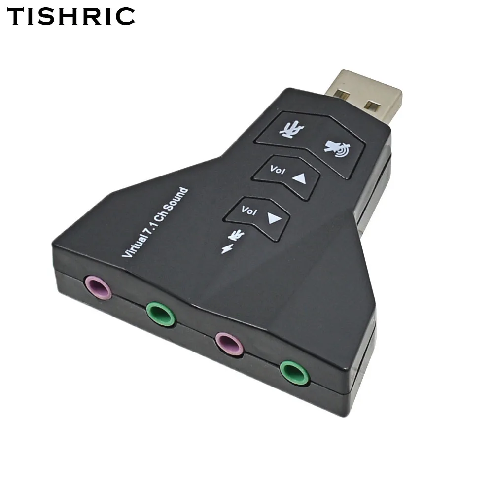 TISHTIC Для Портативных ПК WinXP/78 Linux MacOS (Внешний USB Аудио Адаптер Звуковая Карта