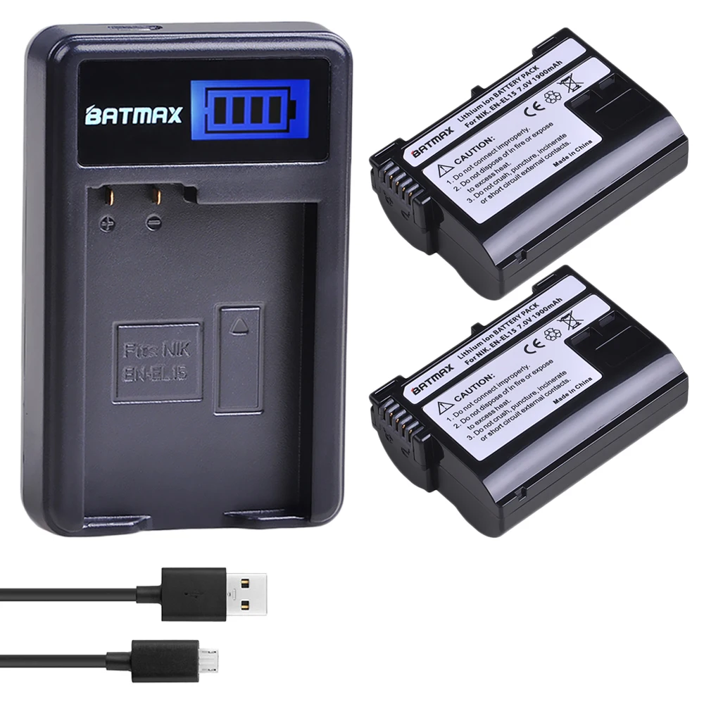 2 шт. EN EL15 ENEL15 Аккумулятор для камеры + ЖК зарядное устройство USB Nikon D7000 D7100 D800 D800E D600