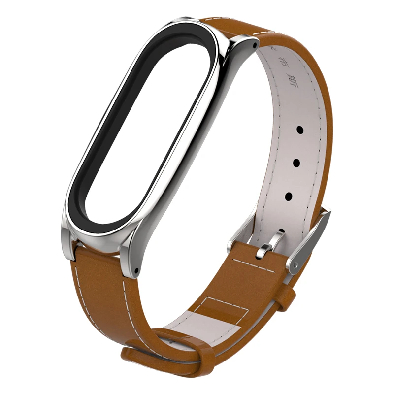 Для Xiaomi Mi Band 3 ремешок из натуральной кожи металлическая рамка для MiBand Смарт