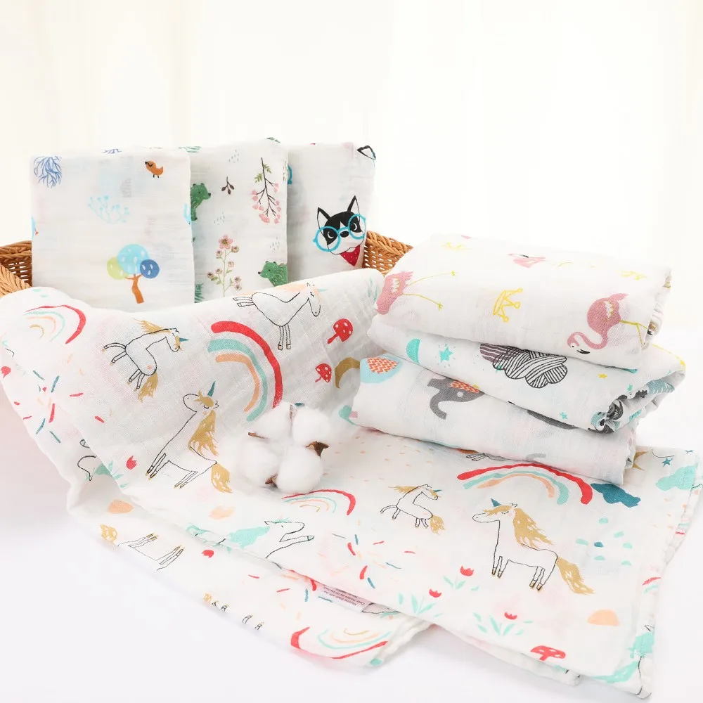 Muselina algodón bebé Swaddles suave recién nacido mantas de baño de gasa para bebé saco de dormir funda para cochecito