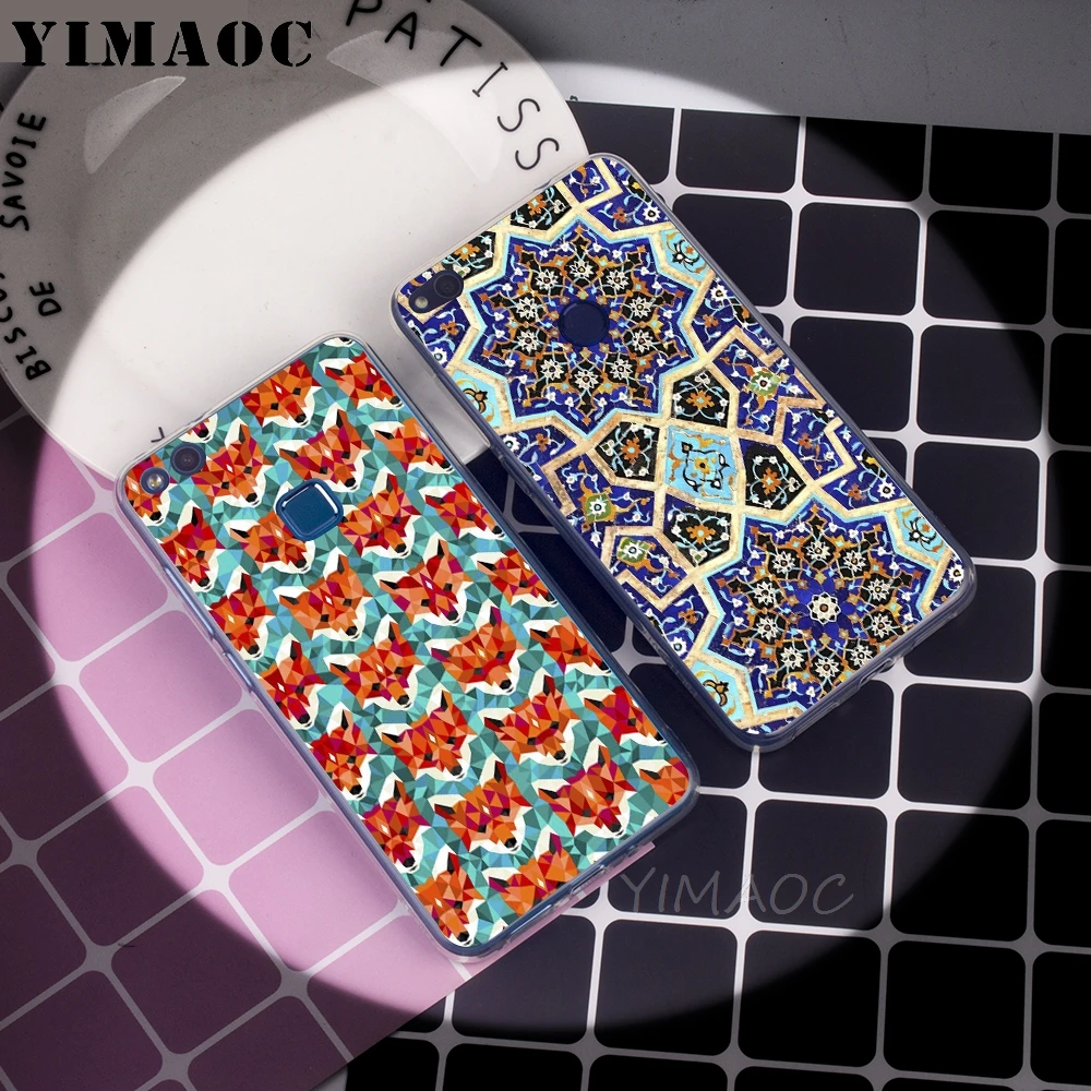 YIMAOC Moroccan blue Geometric patterns Soft Case for Huawei P 8 9 10 20 30 Lite Pro 2016 2017 smart 2019 TPU Cover |