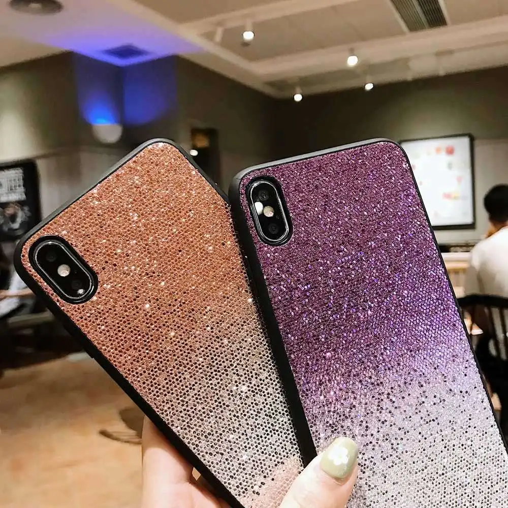 KISSCASE Gradient Bling Phone Case For iPhone 8 7 Plus XR X XS MAX Glitter Stylish Cases 6 6S Back Covers |