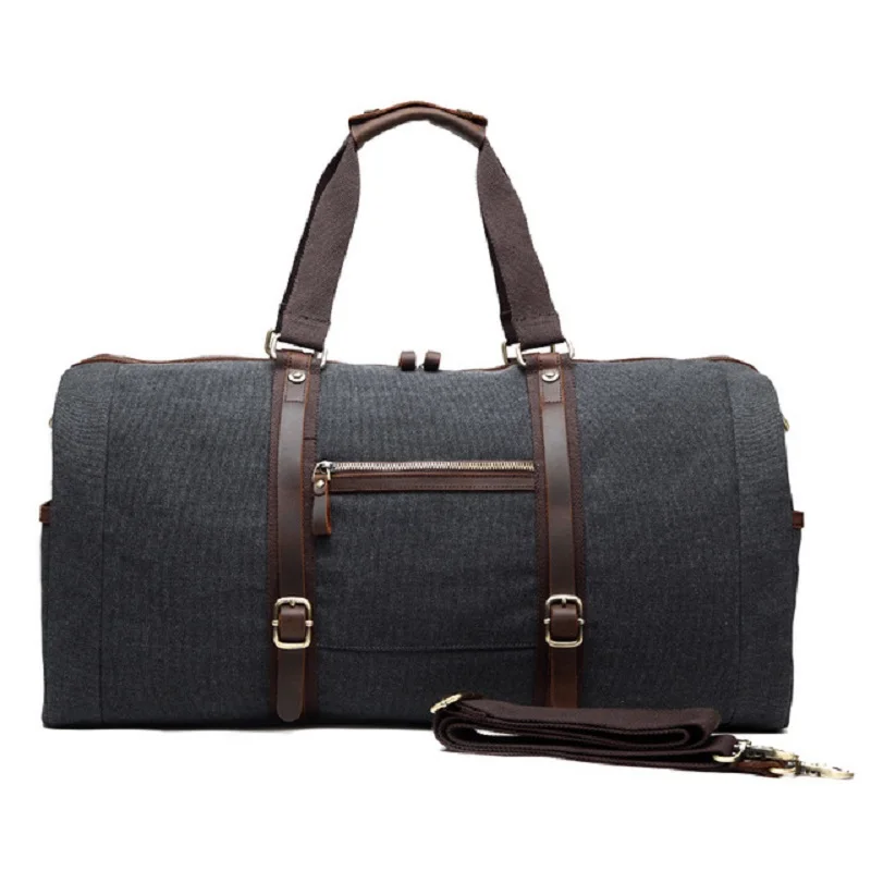 M254 New Canvas Leather Men Travel Bags Carry on Luggage Duffel Handbag Tote Large Weekend Bag Overnight | Багаж и сумки