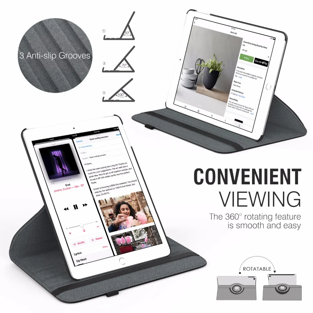 Чехол для iPad 9 7 2018/2017 Air 2 Air-360 градусов вращающийся чехол Смарт кожаный с