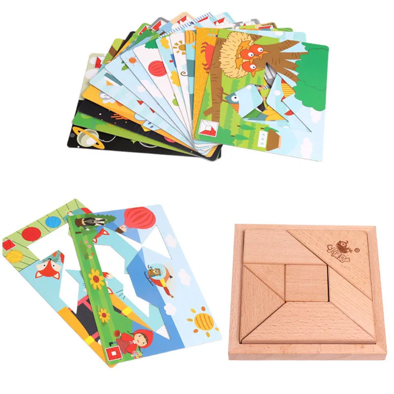 Детские деревянные игрушки личность Tangram головоломки Монтессори раннее образование просвещение детские игрушки подарки