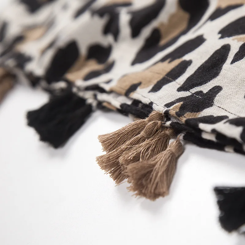 Осень-зима 2021 пикантный вискозный шарф в горошек с леопардовым принтом и