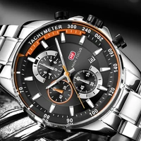 mens chronograph stainless steel strap military sport quartz wrist watches with luminous hands clock man relogio masculino 2020