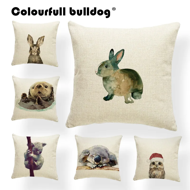 Рождественская подушка с изображением животных Пасхальный кролик мультяшная