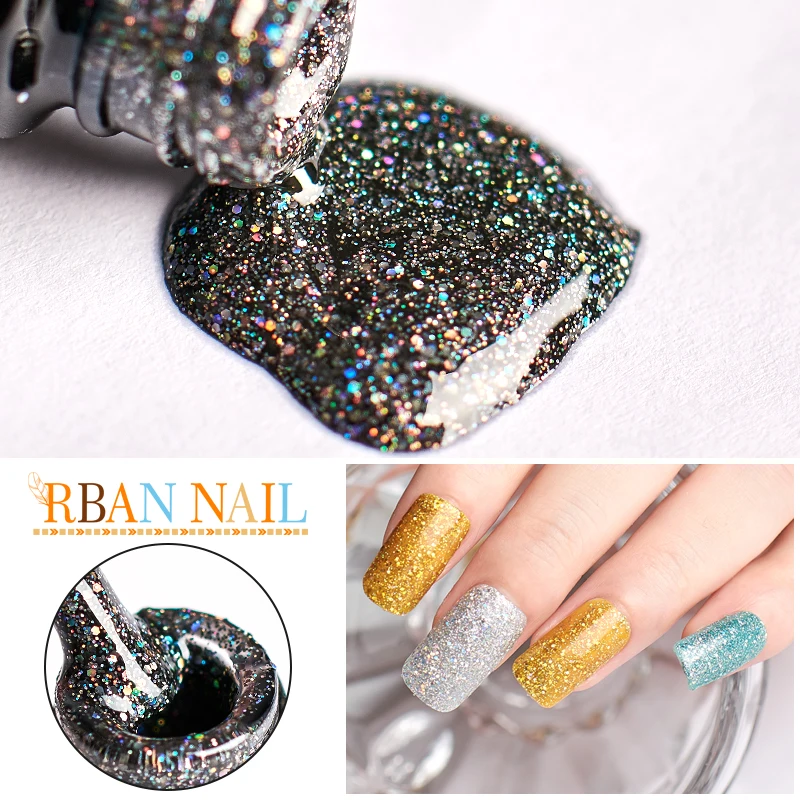RBAN NAIL 8ml блестящая голографическая лак для ногтей UV LED Сияющие Блестки Гель-лак