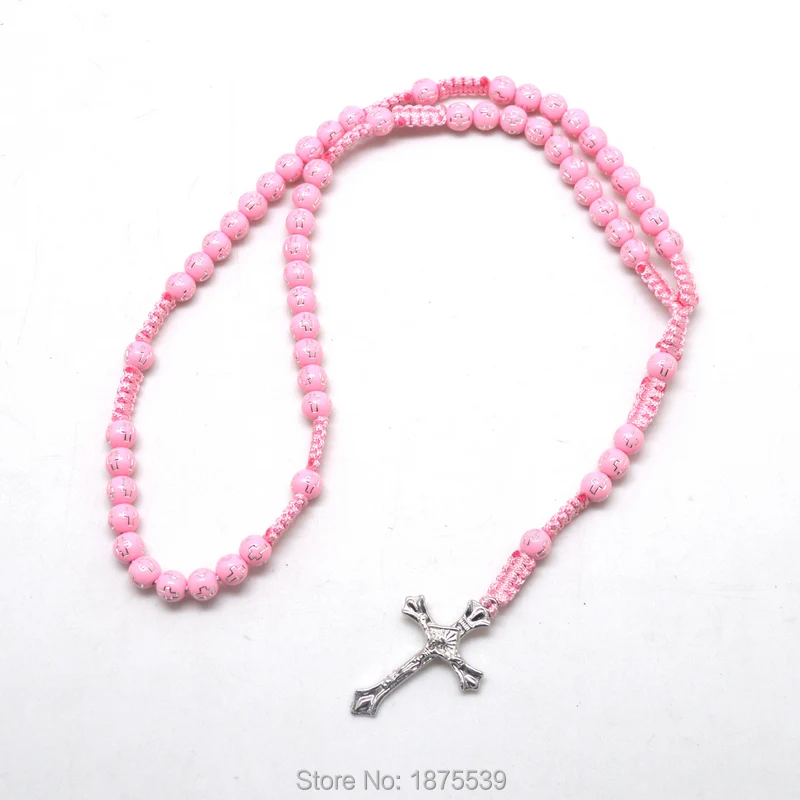 Розовые тканые Четки для девочек 8 мм круглые акриловые бусины | Украшения и