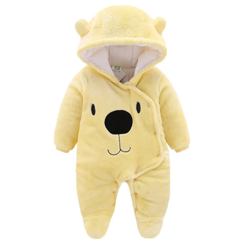 Yellow Loozykit/ г.; осенне-зимние детские комбинезоны из плотного хлопка с рисунком медведя из кораллового флиса с длинными рукавами; комбинезон для мальчиков и девочек - Цвет: Yellow