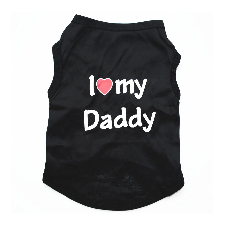 Футболки с котом для кошек Love Daddy Mommy напечатанный однотонный Цвет одежда для домашних животных, котов; хлопковое платье без рукавов котята жилет маленькая одежда с принтом в виде собак