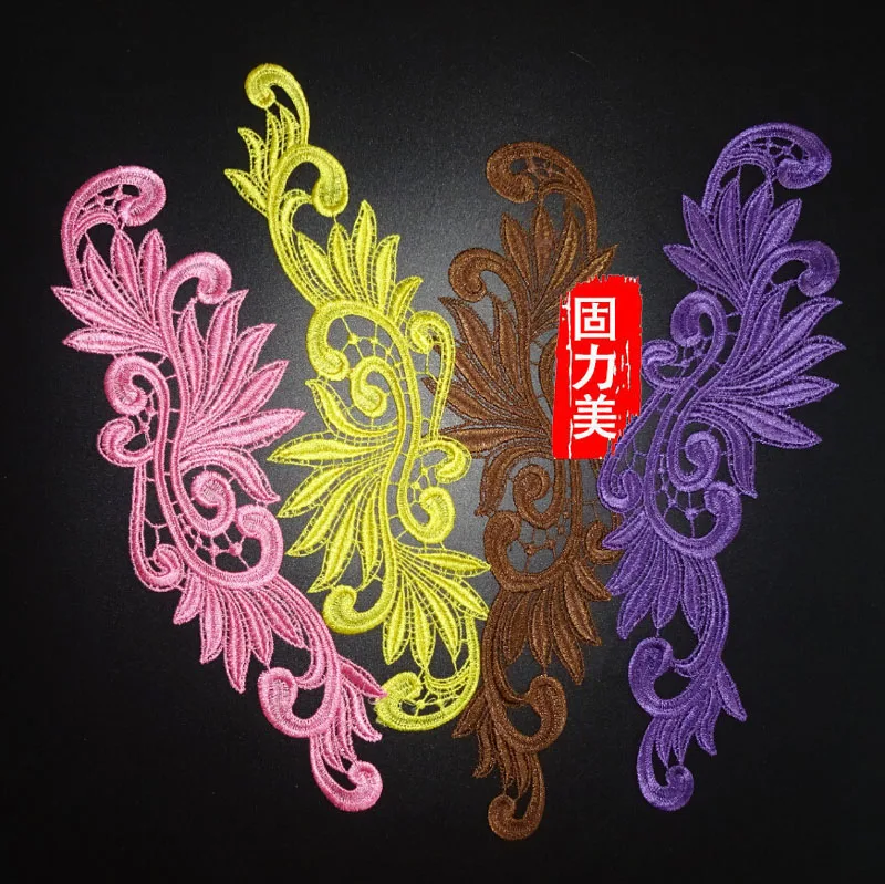 10PC 12 colors gold purple blue pink gray brown red green embroidered lace appliques sewing on patches flowers | Дом и сад