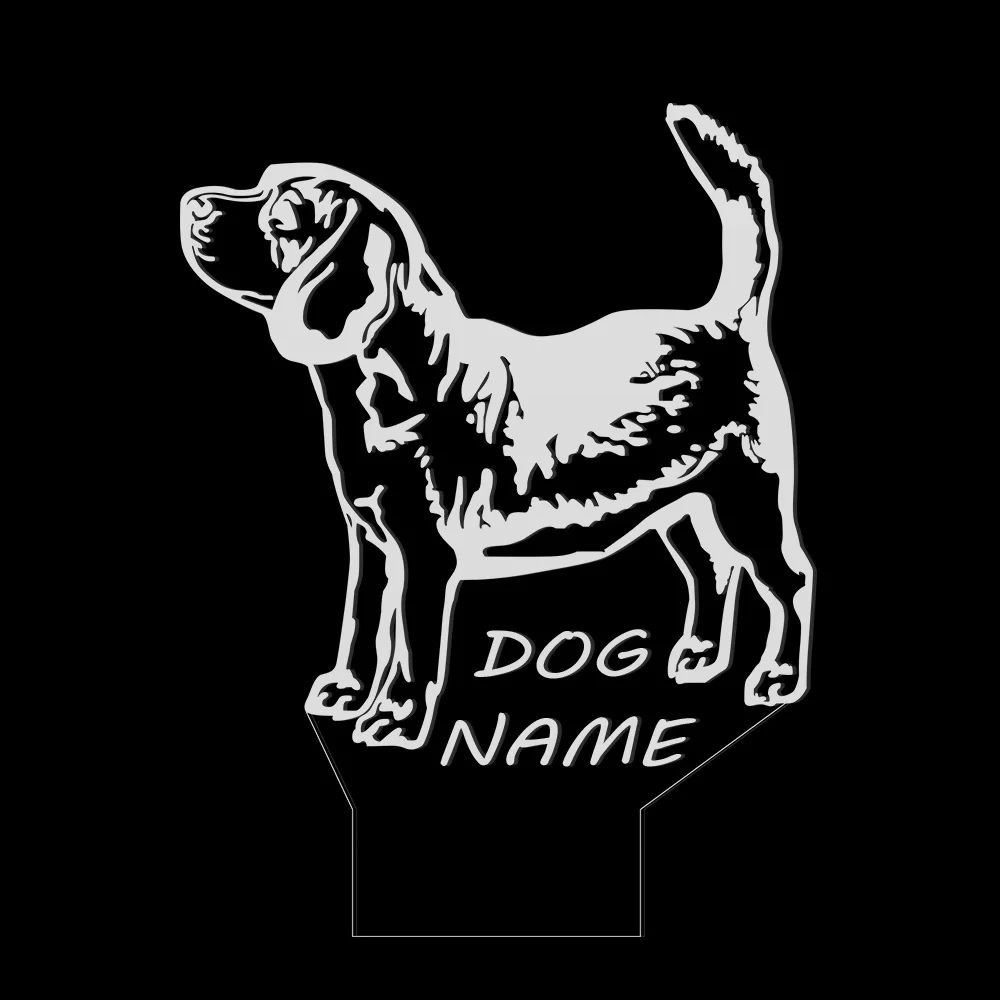 With custom name Светодиодный ночник с именем питбуля под заказ, Декор, питбультерьер, меняющий цвет, светодиодный светильник, акриловый, собачья порода, 3D оптический иллюзионный светильник - Цвет: With custom name