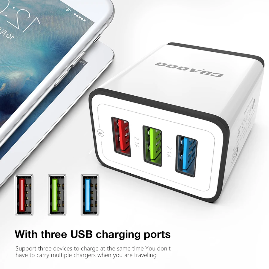 CBAOOO Travel USB Charger 5V 3A EU Plug Quick Charging Mini Charger Adapter Smart Charger for Mobile Phone Charger