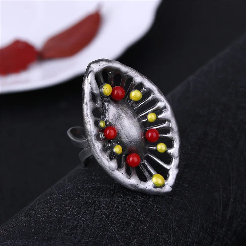 

JUJIE Vintage Round Flower Wedding Multicolor Stone Rings
