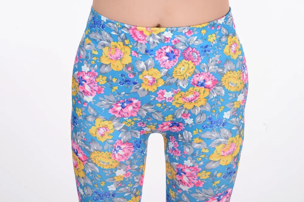 Женские Модные бесшовные обтягивающие леггинсы ML7607 с ярким цветочным принтом |