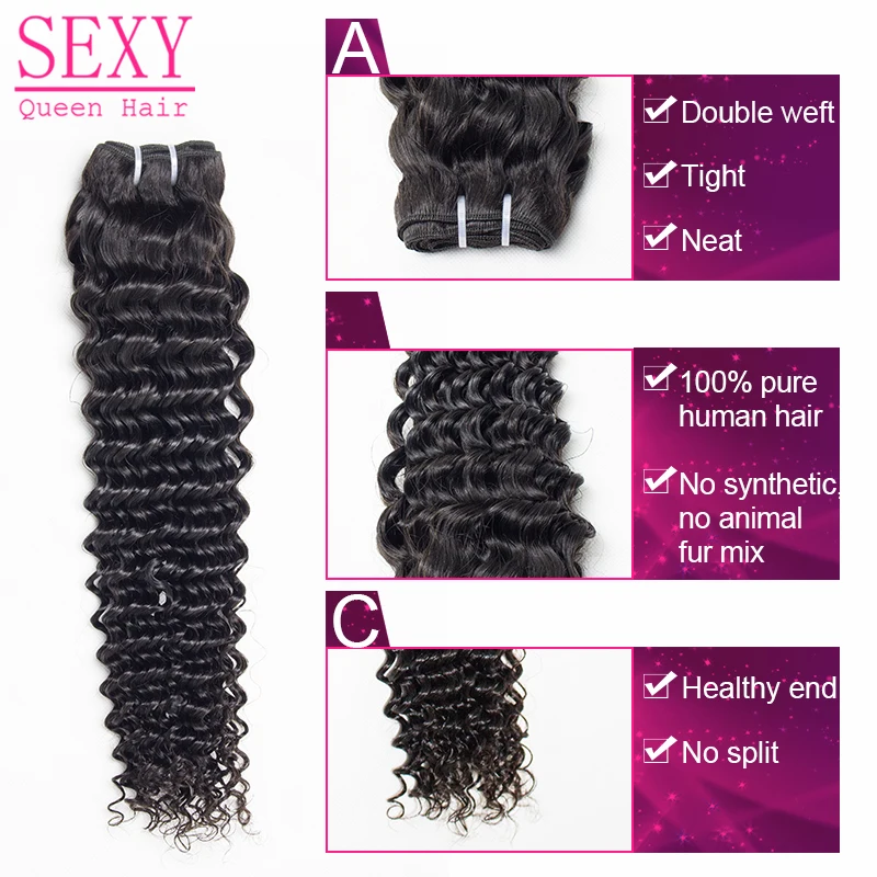 4 Bundles Malaysian Deep Wave With Closure Wavy Unprocessed Virgin Hair |