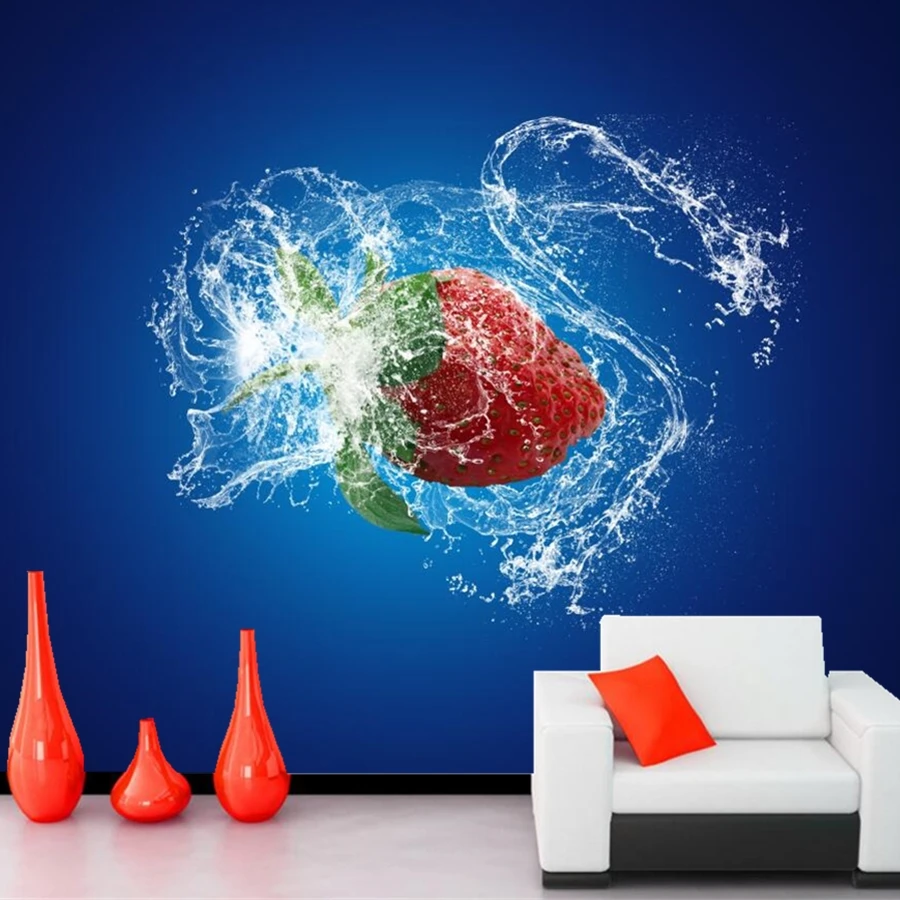 

Настенная 3d-наклейка на заказ, обои с распылителем клубники, обои для кухни ресторана, гостиной, дивана, телевизора