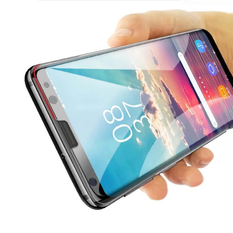 EXUNTON For Samsung Galaxy S8 Plus S9 3D UV Liquid Curved Full Glue Front Tempered Glass Screen Protector Cover Film | Мобильные