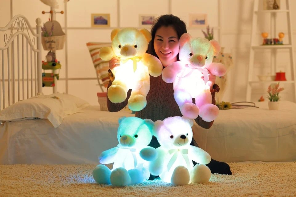 Прямая поставка Бесплатная доставка 45 см/70 см LED Мишка Тедди ночь светящийся