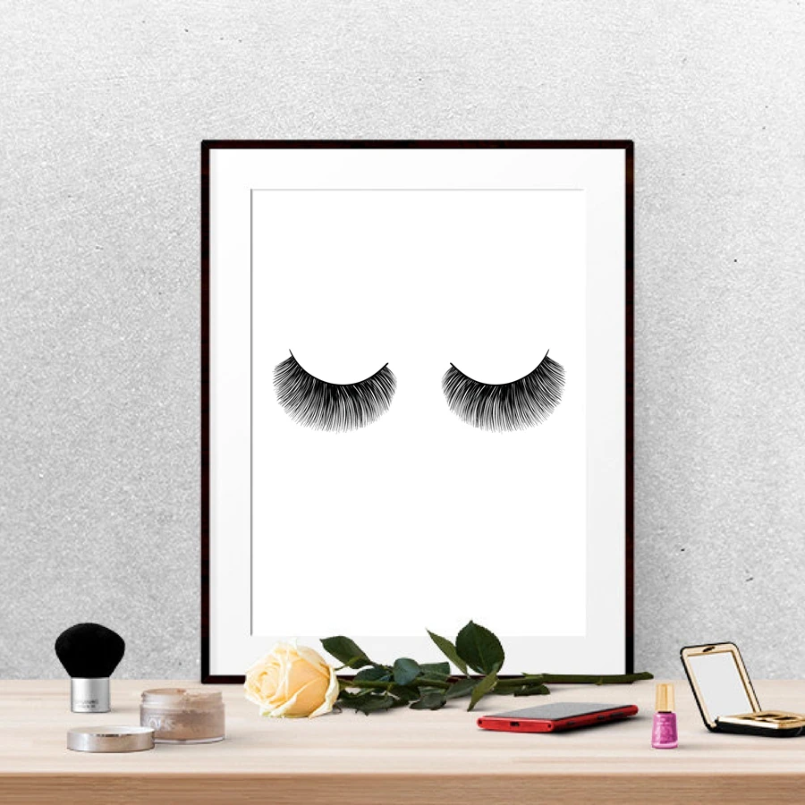 Eyelashes Fashion Print Wall Art Decor Modern Minimalist Beauty Product Lashes Poster Canvas Painting Girl Room Makeup | Дом и сад