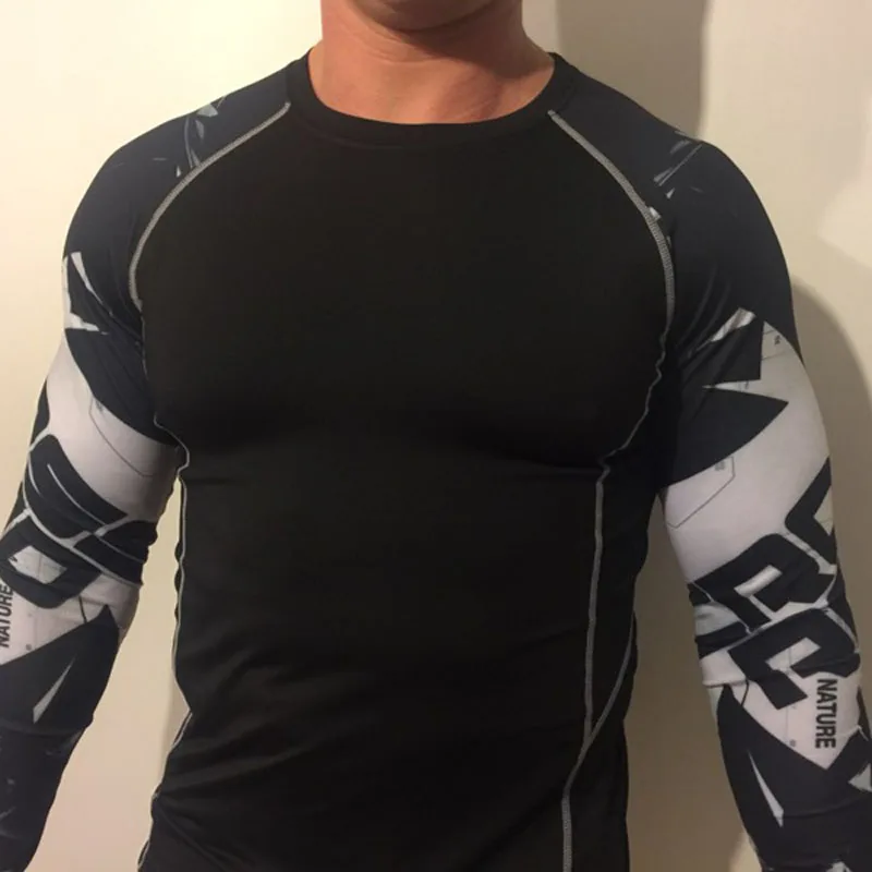 S-4XL мужские компрессионные футболки больших размеров Мужская футболка для бега с