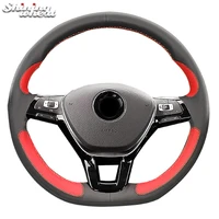 shining wheat artificial leather hand stitched steering wheel cover for volkswagen vw golf 7 mk7 new polo jetta passat b8