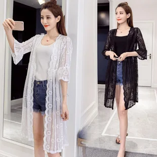 Женское шифоновое кимоно Boho белое длинное пляжное с принтом и кисточками