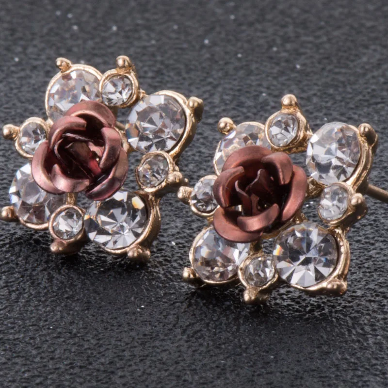 Серьги гвоздики с кристаллами Boucle d'oreille Femme модные серьги цветком для женщин