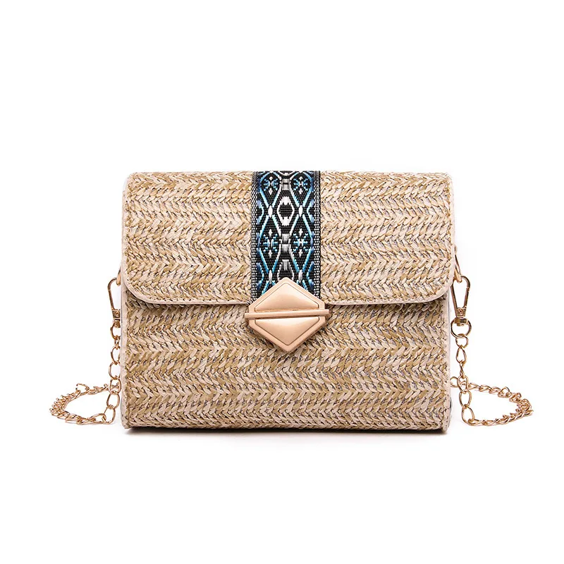 2019 New Summer Vacation Beach Bag Simple Chain Straw Miami Handmade Knitting Women Shoulder Ladies Messenger | Багаж и сумки