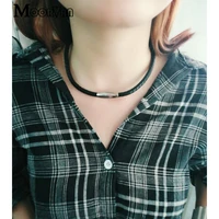 moorvan womens necklace black with magnetic clasp genuine woman leather choker necklaces cool korean men jewelry vl013