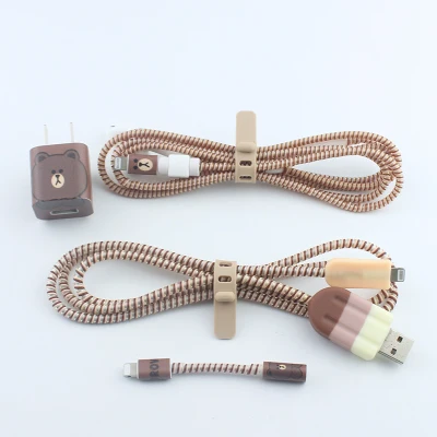 style 13 Мороженое милый мультфильм USB кабель наушники протектор набор с кабелем Стикеры для намотки Спиральный шнур протектор для iphone - Цвет: style 13