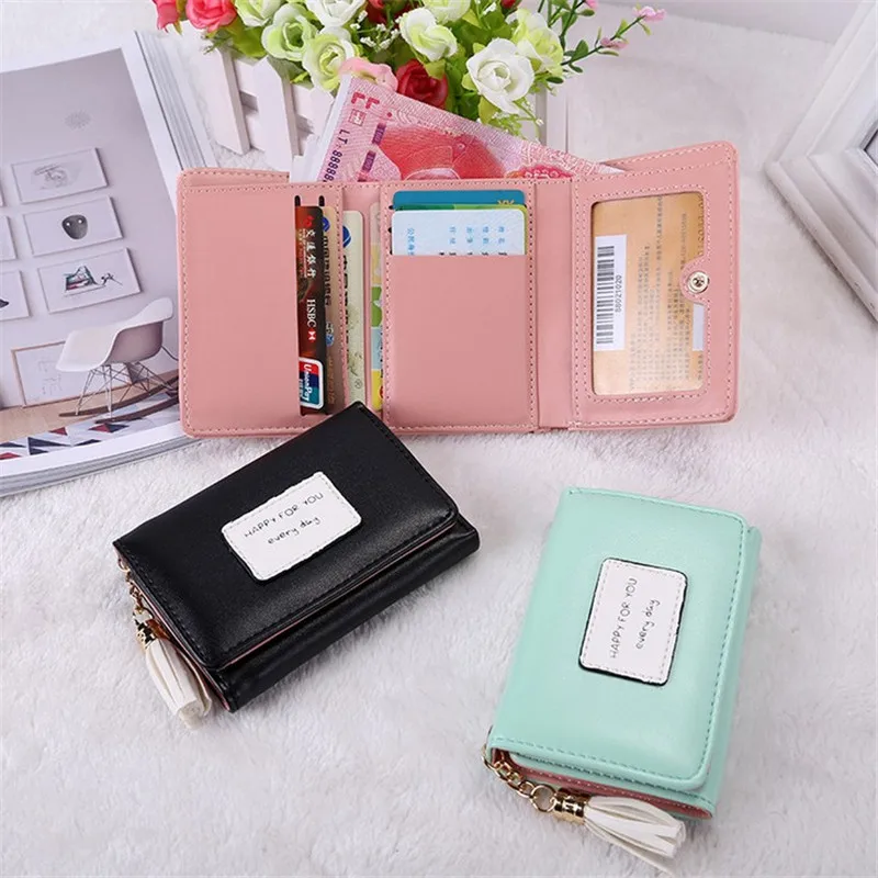 Женский милый кожаный кошелек на молнии Модный женский портативный