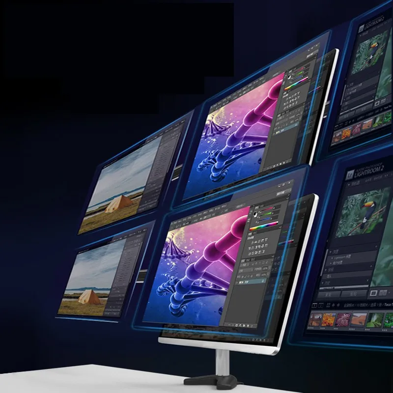 Aluminum Alloy Full Motion Rotating 6Screen 15&quot-27&quot LCD LED Monitor Holder Desktop Clamping Mount Flexible Display Bracket Stand |
